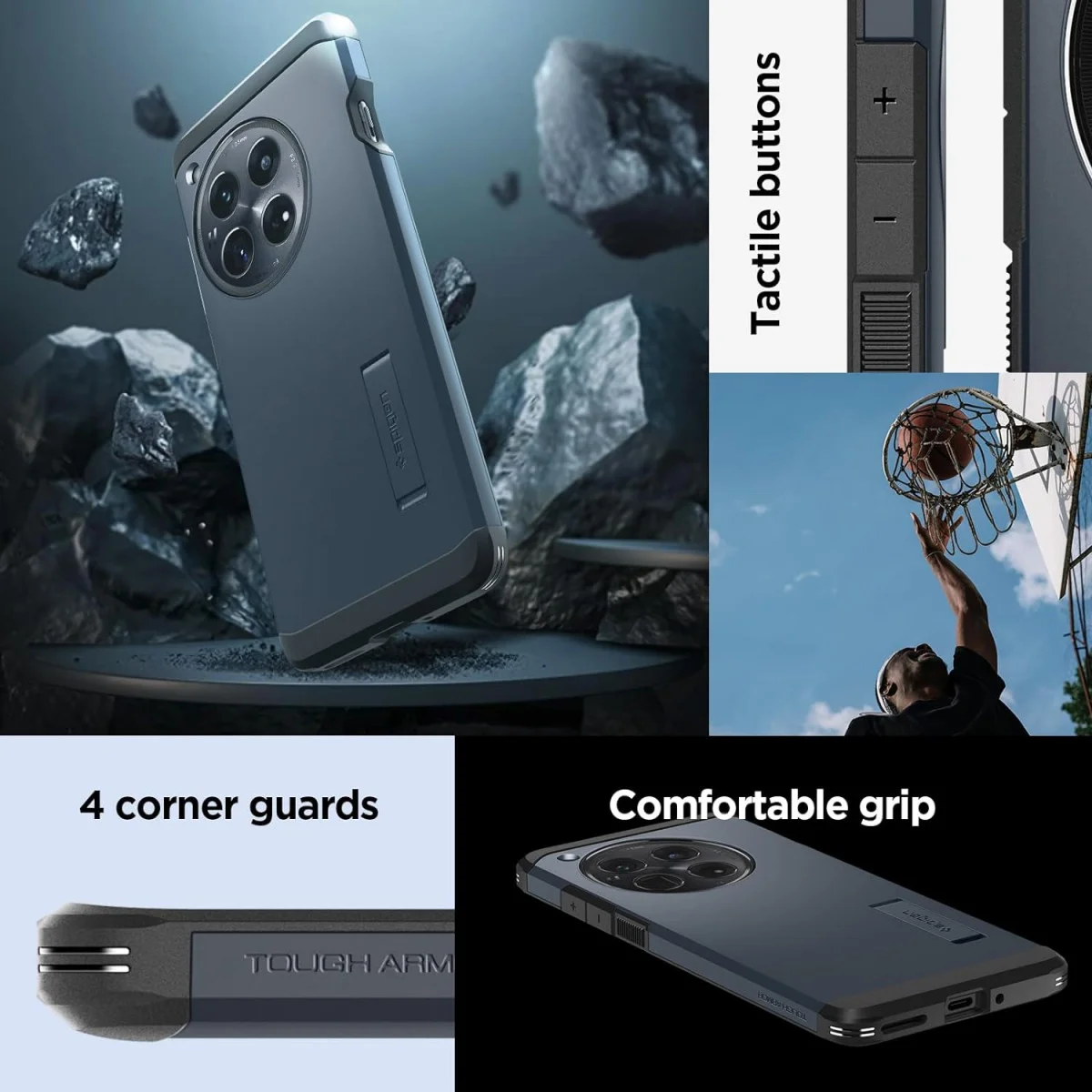 Spigen Tough Armor OnePlus 12 Hoesje Back Cover Metal Slate afbeelding 10