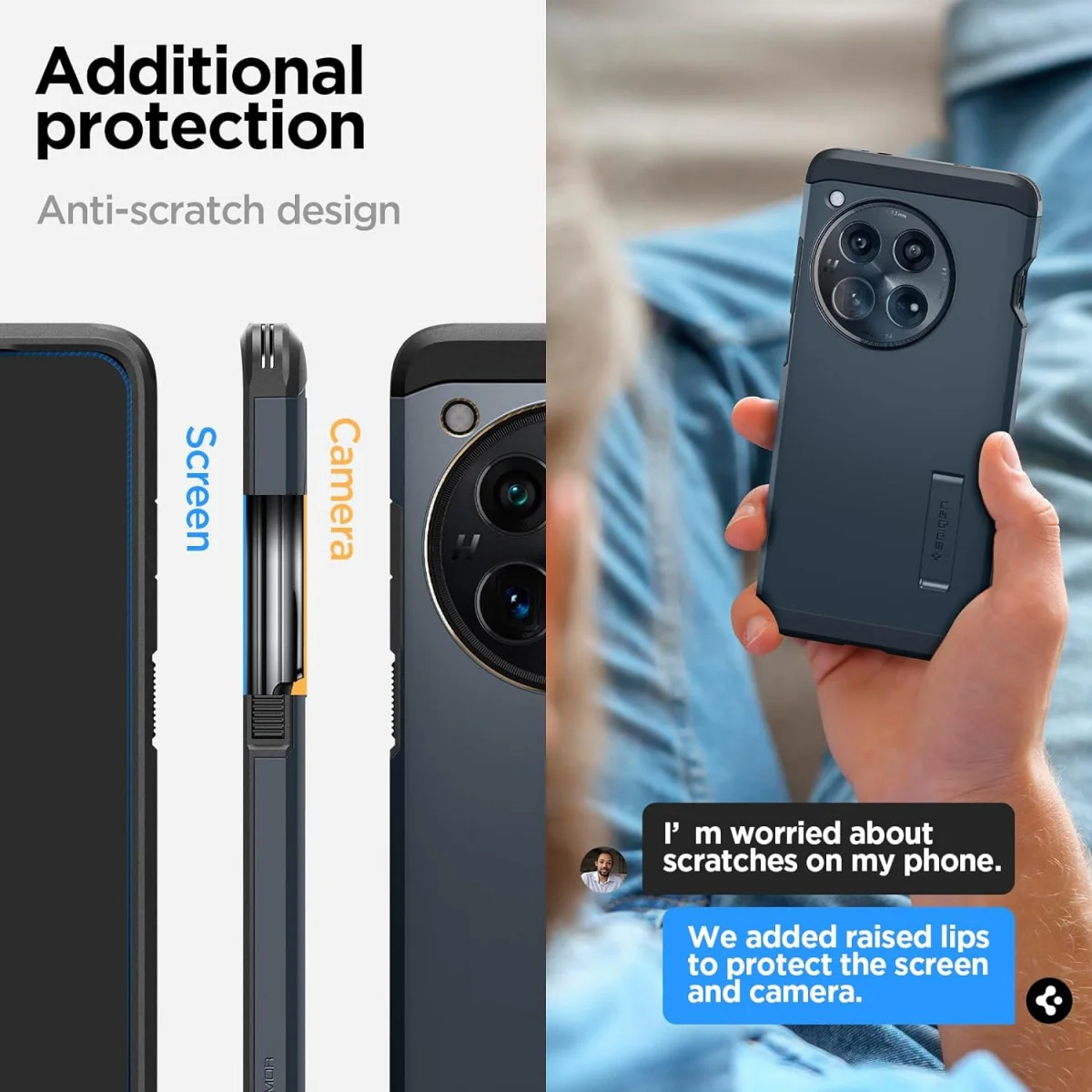 Spigen Tough Armor OnePlus 12 Hoesje Back Cover Metal Slate afbeelding 8