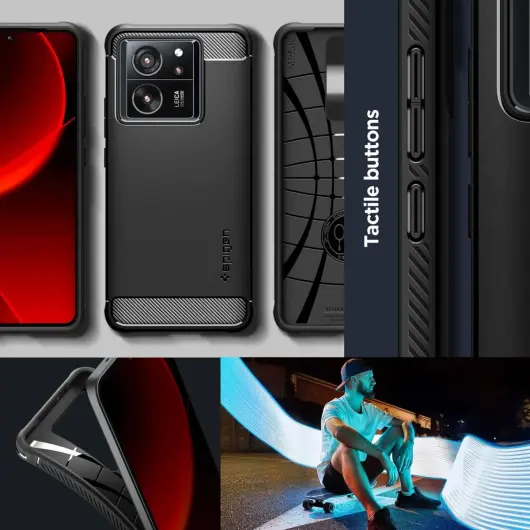 Spigen Rugged Armor Xiaomi 13T / 13T Pro Hoesje Back Cover Zwart afbeelding 3