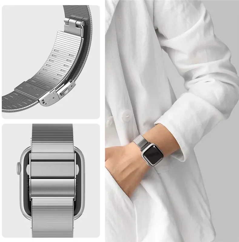 Spigen Sleek Link - Apple Watch 1-10/SE/Ultra Bandje - 49/46/45/44/42MM - Zilver afbeelding 10