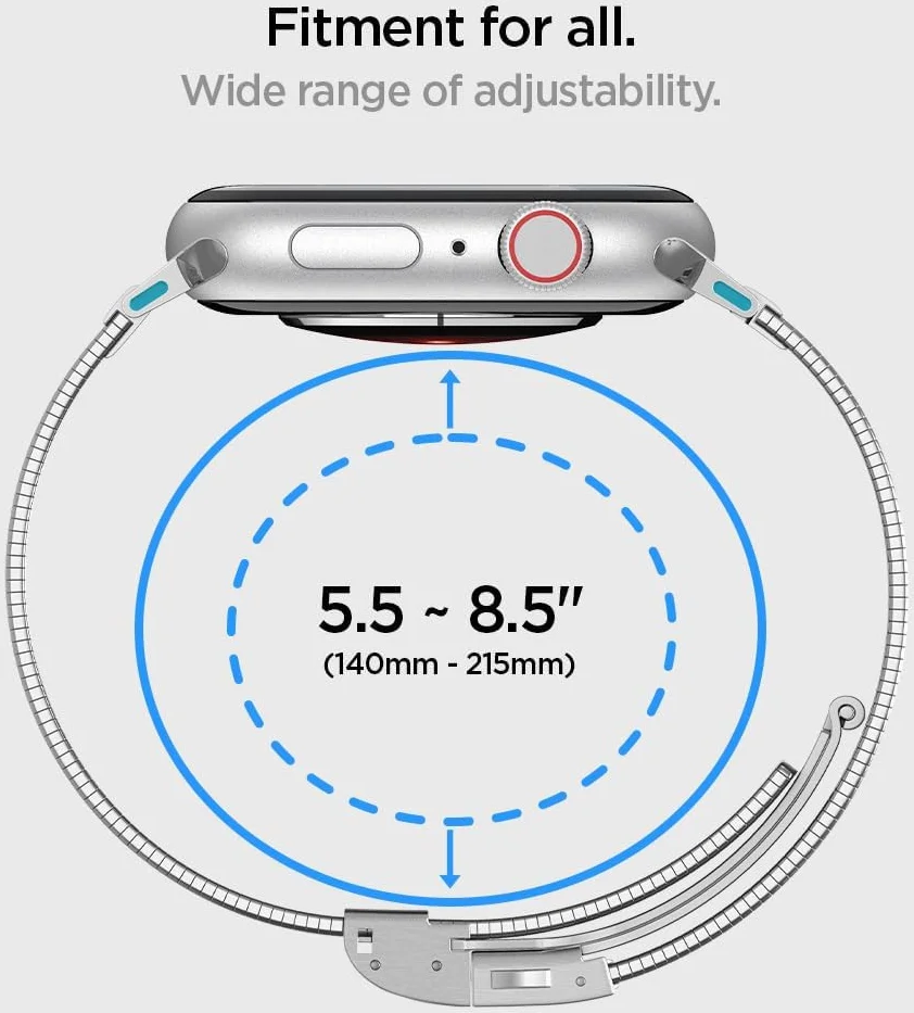 Spigen Sleek Link - Apple Watch 1-10/SE/Ultra Bandje - 49/46/45/44/42MM - Zilver afbeelding 3