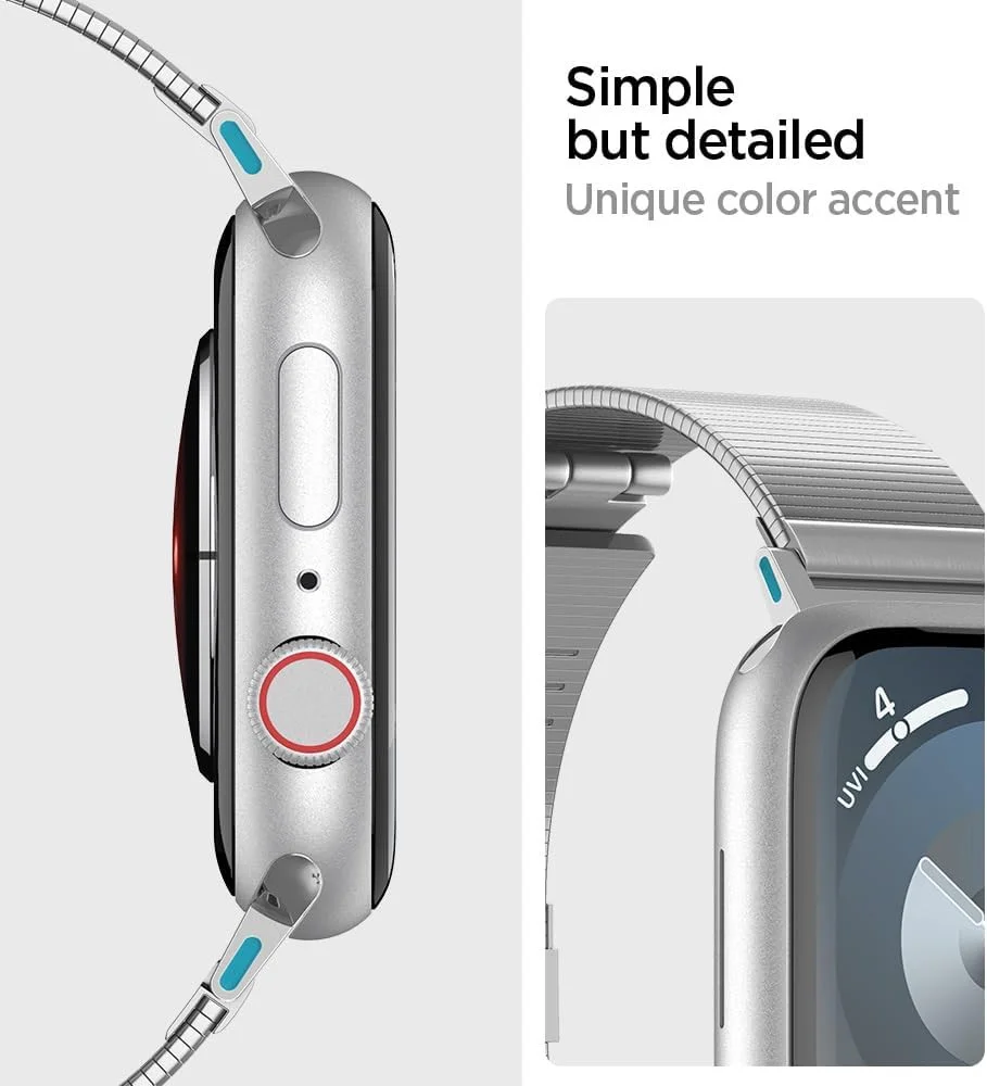 Spigen Sleek Link - Apple Watch 1-10/SE/Ultra Bandje - 49/46/45/44/42MM - Zilver afbeelding 6