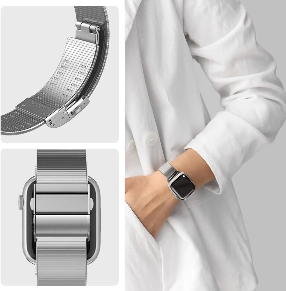 Spigen Sleek Link - Apple Watch 1-10/SE/Ultra Bandje - 49/46/45/44/42MM - Zilver afbeelding 7