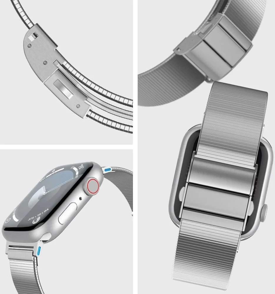 Spigen Sleek Link - Apple Watch 1-10/SE/Ultra Bandje - 49/46/45/44/42MM - Zilver afbeelding 9