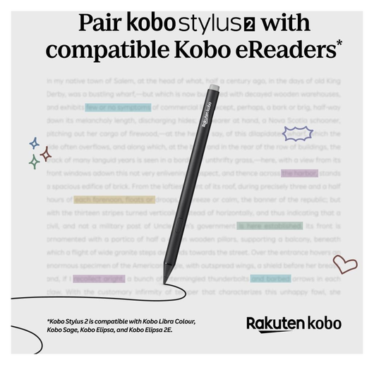 Kobo Stylus 2 Stylus Pen Geschikt voor Kobo E-Readers met USB-C poort Zwart afbeelding 3