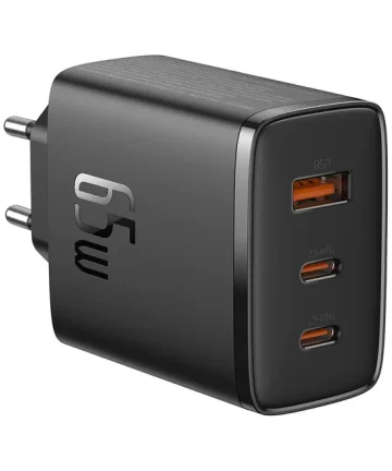 Baseus Cube Pro Trio Power Adapter 2x USB-A / USB-C 65W Zwart Opladers