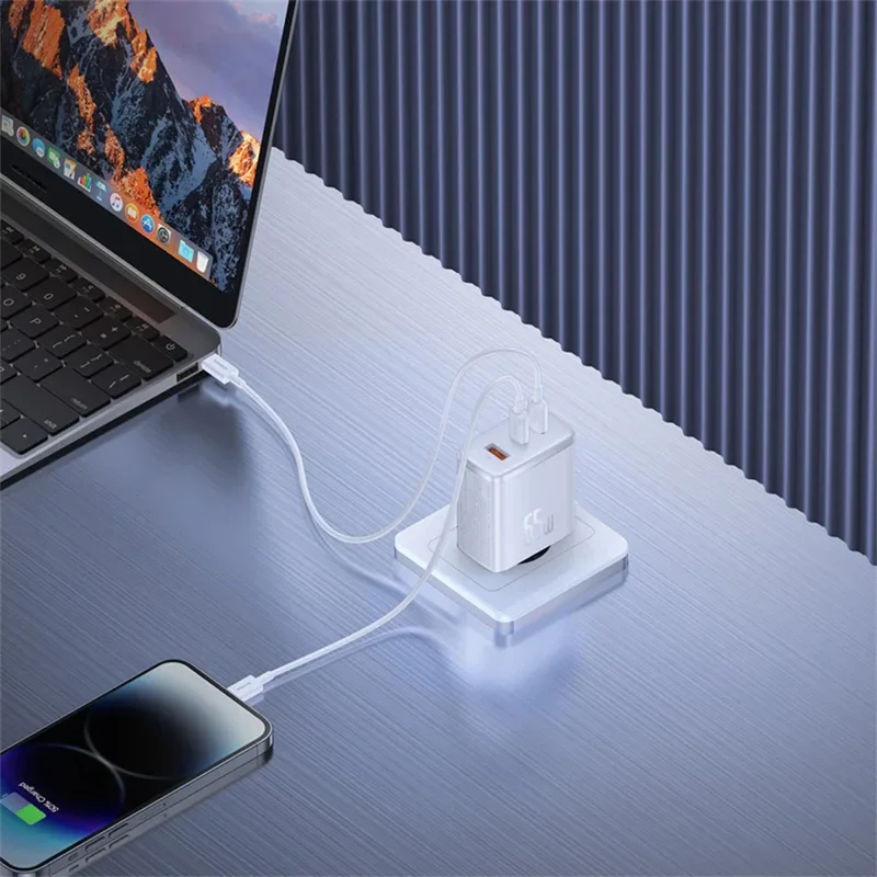 Baseus Cube Pro Trio Power Adapter 2x USB-C / USB-A 65W Zwart afbeelding 4
