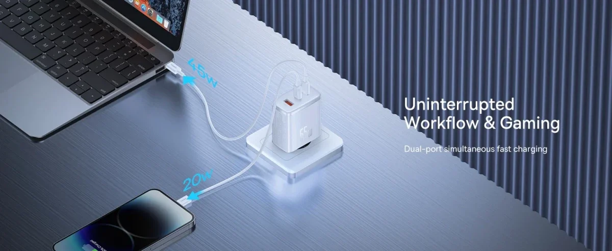 Baseus Cube Pro Trio Power Adapter 2x USB-C / USB-A 65W Zwart afbeelding 6