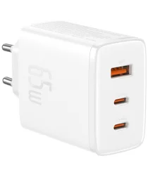 Baseus Cube Pro Trio Power Adapter 2x USB-A / USB-C 65W Wit afbeelding