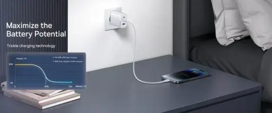 Baseus Cube Pro Trio Power Adapter 2x USB-A / USB-C 65W Wit afbeelding 11