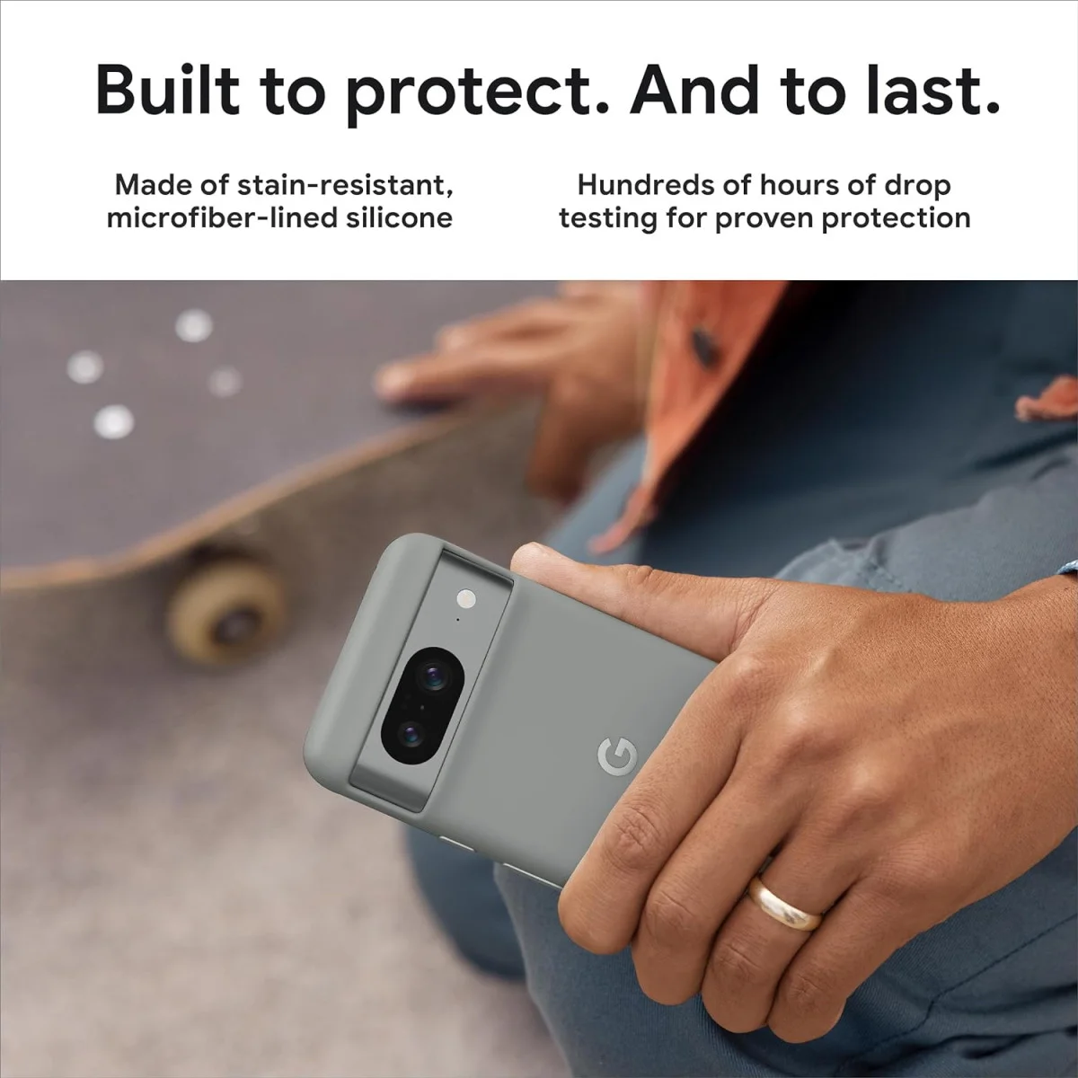 Origineel Google Pixel 8 Hoesje Duurzame Back Cover Grijs afbeelding 4