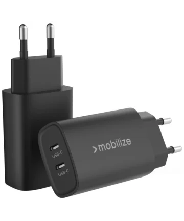 Mobilize 45W Power Delivery / PPS Charge 2-Poorts USB-C Adapter Zwart Opladers