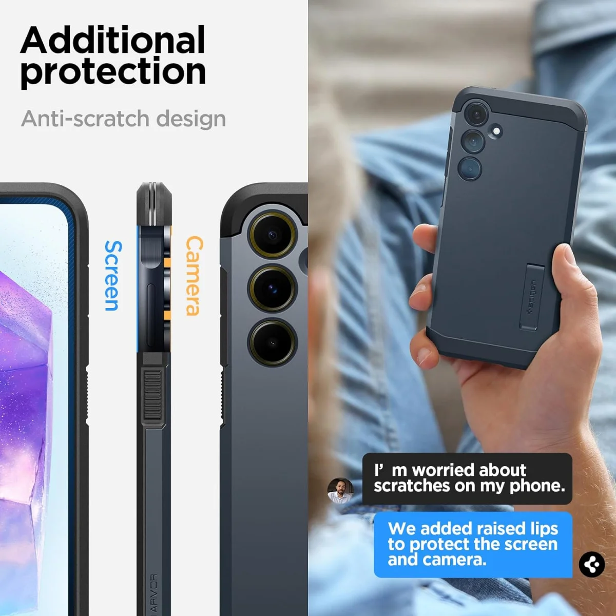 Spigen Tough Armor Samsung Galaxy A55 Hoesje Back Cover Metal Slate afbeelding 3