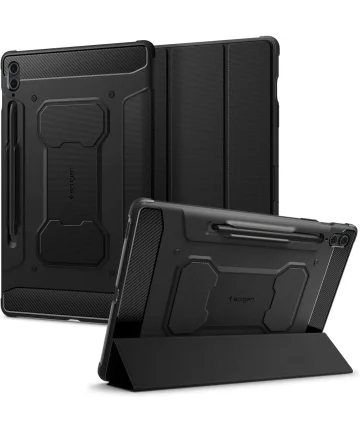 Spigen Rugged Armor Samsung Galaxy Tab S9 FE Plus Hoes Book Case Zwart Hoesjes