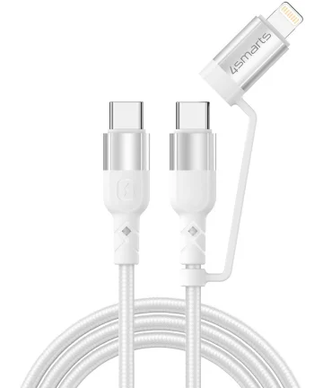4smarts Duo USB-C Lightning ComboCord Kabel PD Snellader 1,5 Meter Wit Kabels