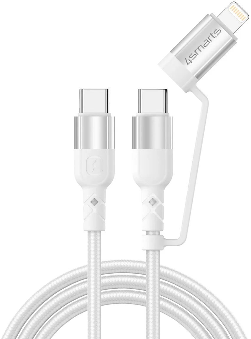 4smarts Duo USB-C Lightning ComboCord Kabel PD Snellader 1,5 Meter Wit afbeelding 1