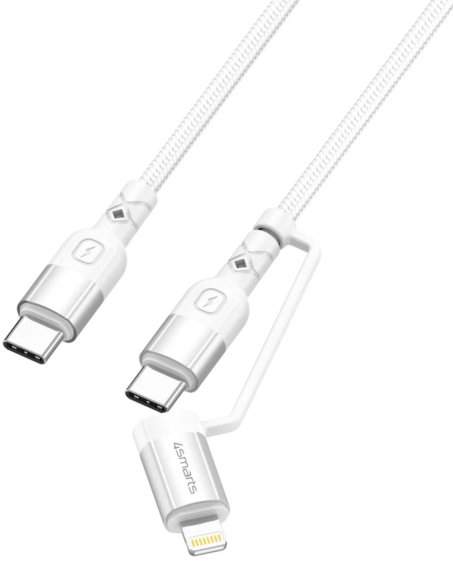 4smarts Duo USB-C Lightning ComboCord Kabel PD Snellader 1,5 Meter Wit afbeelding 2