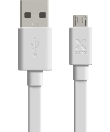 Xtorm Flat USB-A naar Micro-USB Kabel Plat Silicone Design 1 Meter Wit Kabels