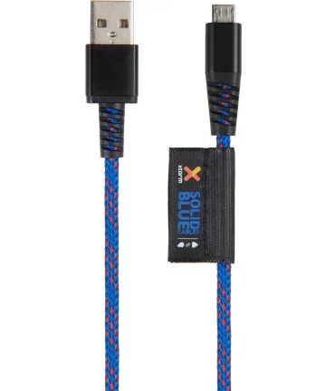 Xtorm Solid Blue USB naar Micro USB Gewoven Kabel 1M Blauw Kabels