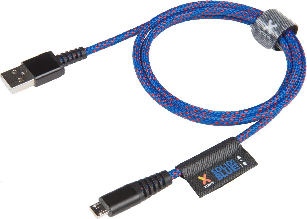 Xtorm Solid Blue USB naar Micro USB Gewoven Kabel 1M Blauw afbeelding 2