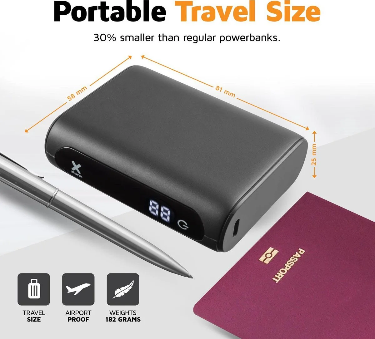 Xtorm Go 10.000 mAh Compacte Powerbank met Digitale Display 15W Wit afbeelding 4