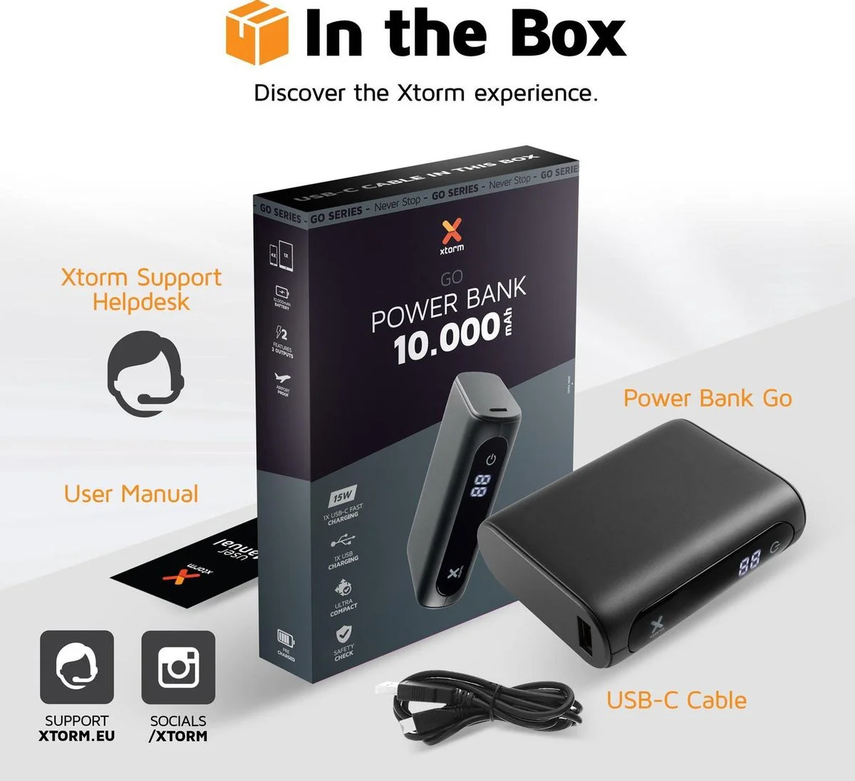 Xtorm Go 10.000 mAh Compacte Powerbank met Digitale Display 15W Wit afbeelding 7