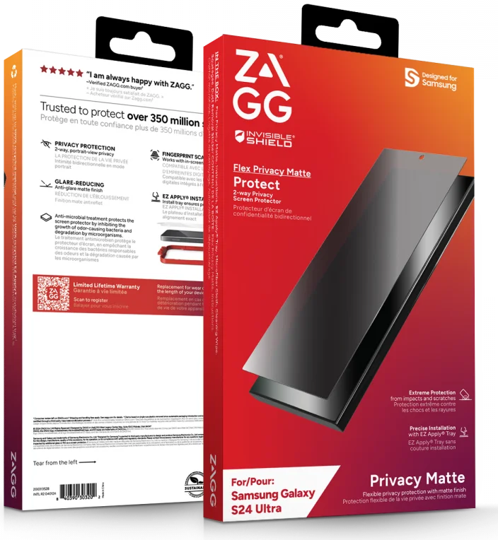 ZAGG InvisibleShield Flex Privacy Samsung Galaxy S24 Ultra Protector afbeelding 11