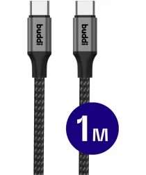 Buddi Flex USB-C naar USB-C Kabel 60W Fast Charge 1M Zwart