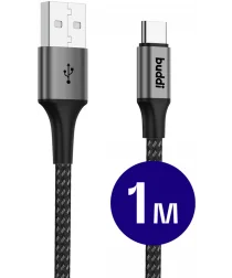 Buddi Flex USB-A naar USB-C Kabel 12W Fast Charge 1M Zwart