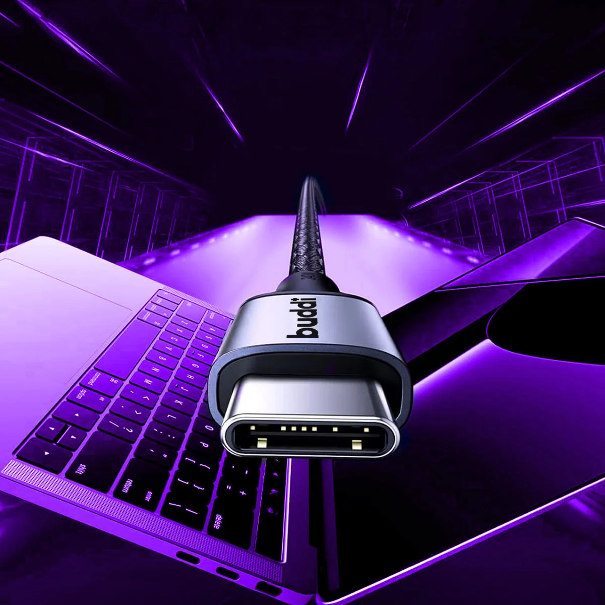 Buddi Flex USB-A naar USB-C Kabel 12W Fast Charge 1M Zwart afbeelding 9