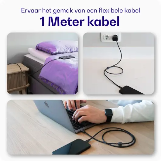 Buddi Flex USB-A naar USB-C Kabel 12W Fast Charge 1M Zwart afbeelding 2