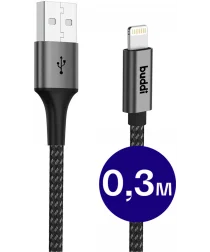 Buddi Flex USB-A naar Lightning Kabel 12W Fast Charge 30CM Zwart