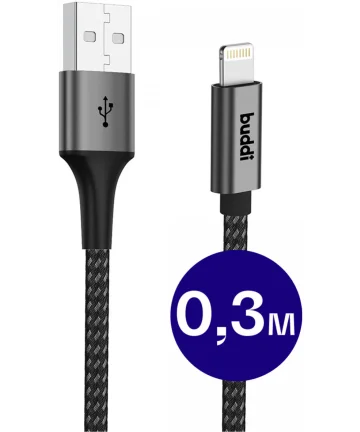 Buddi Flex USB-A naar Lightning Kabel 12W Fast Charge 30CM Zwart Kabels