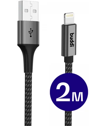 Buddi Flex USB-A naar Lightning Kabel 12W Fast Charge 2M Zwart Kabels