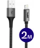 Buddi Flex USB-A naar Lightning Kabel 12W Fast Charge 2M Zwart