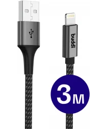 Buddi Flex USB-A naar Lightning Kabel 12W Fast Charge 3M Zwart