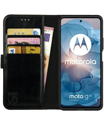 Rosso Element Motorola Moto G24 Power Hoesje Book Case Wallet Zwart Hoesjes