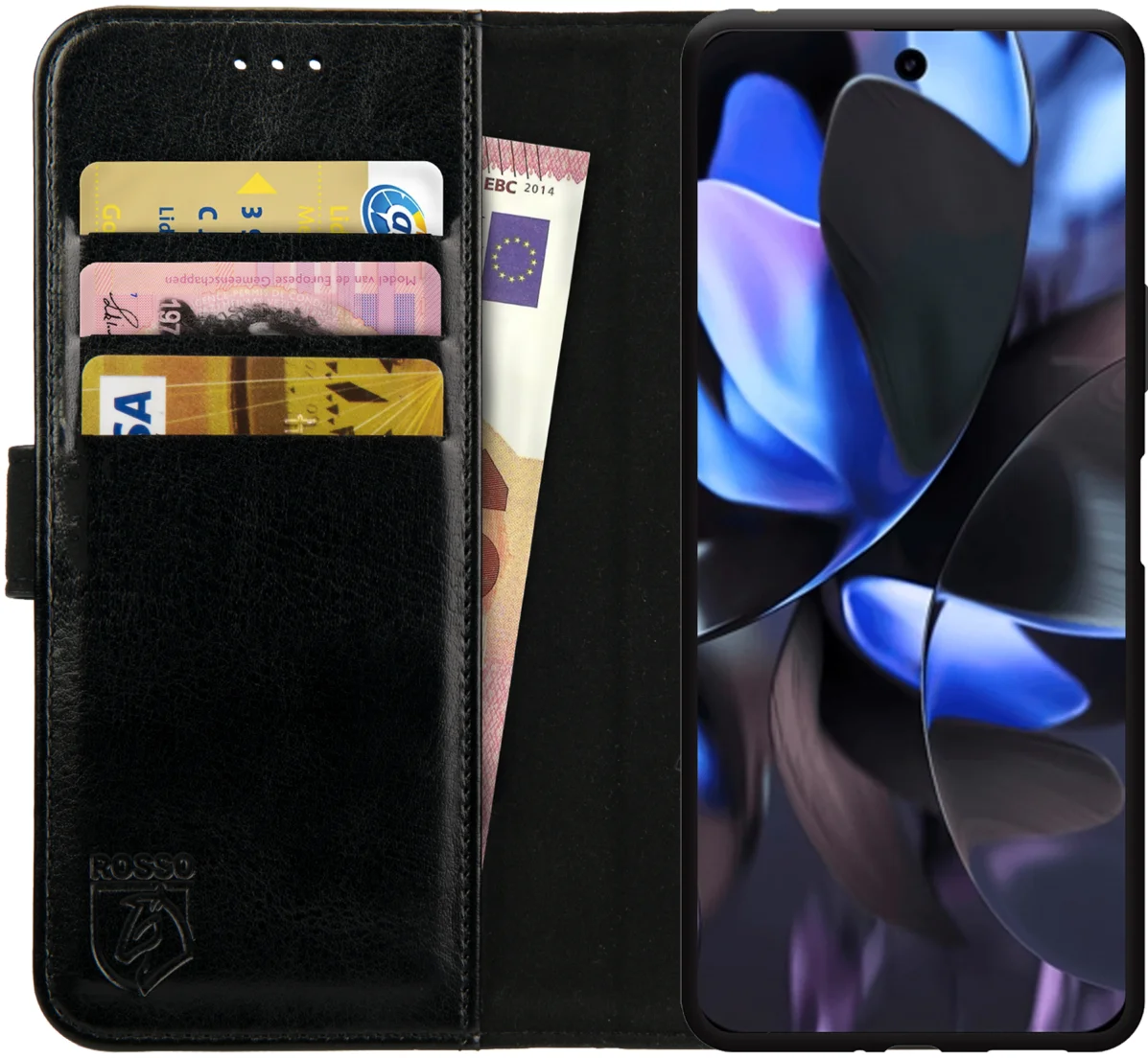 Rosso Element Google Pixel 9 / 9 Pro Hoesje Book Case Wallet Zwart afbeelding 1