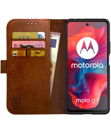 Rosso Element Motorola Moto G04 Hoesje Book Case Wallet Bruin Hoesjes