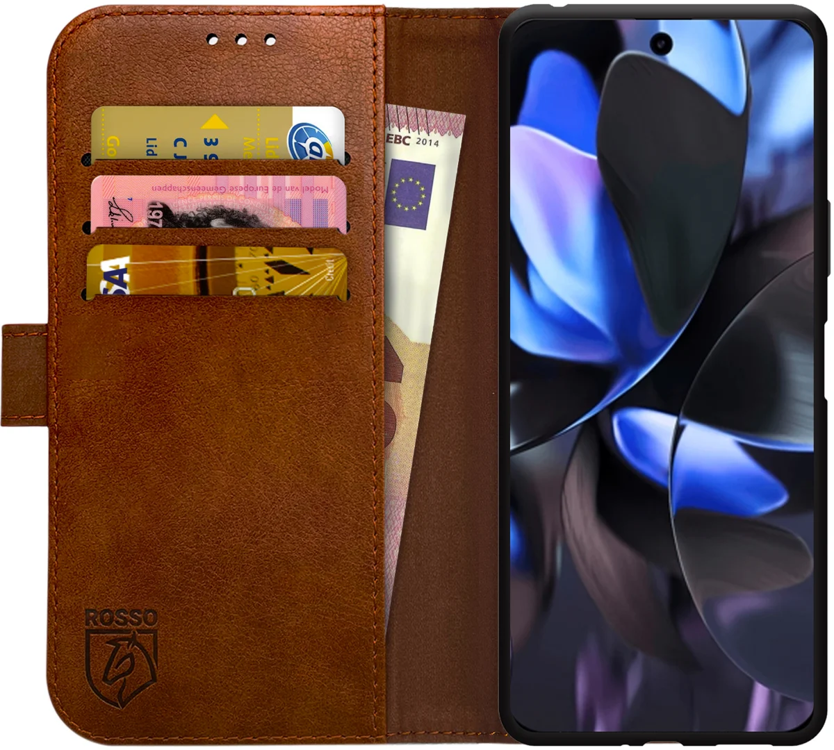 Rosso Element Google Pixel 9 / 9 Pro Hoesje Book Case Wallet Bruin afbeelding 1