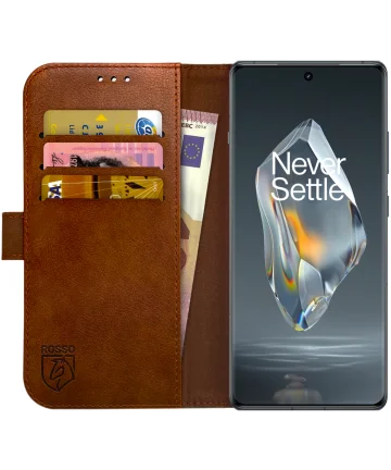 Rosso Element OnePlus 12R Hoesje Book Case Wallet Bruin Hoesjes