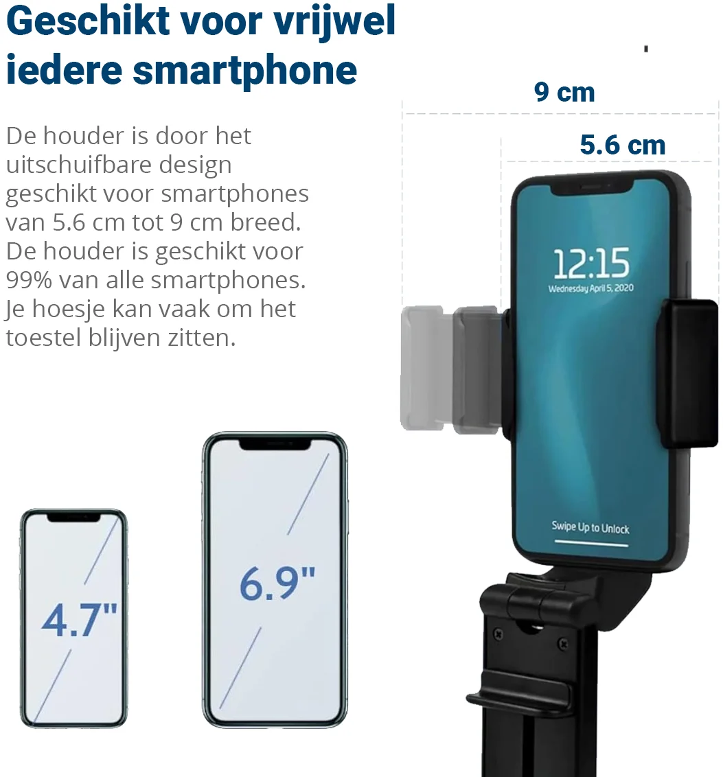 Universele Telefoonhouder 360° Draaibaar voor Vliegtuig / Koffer Zwart afbeelding 5