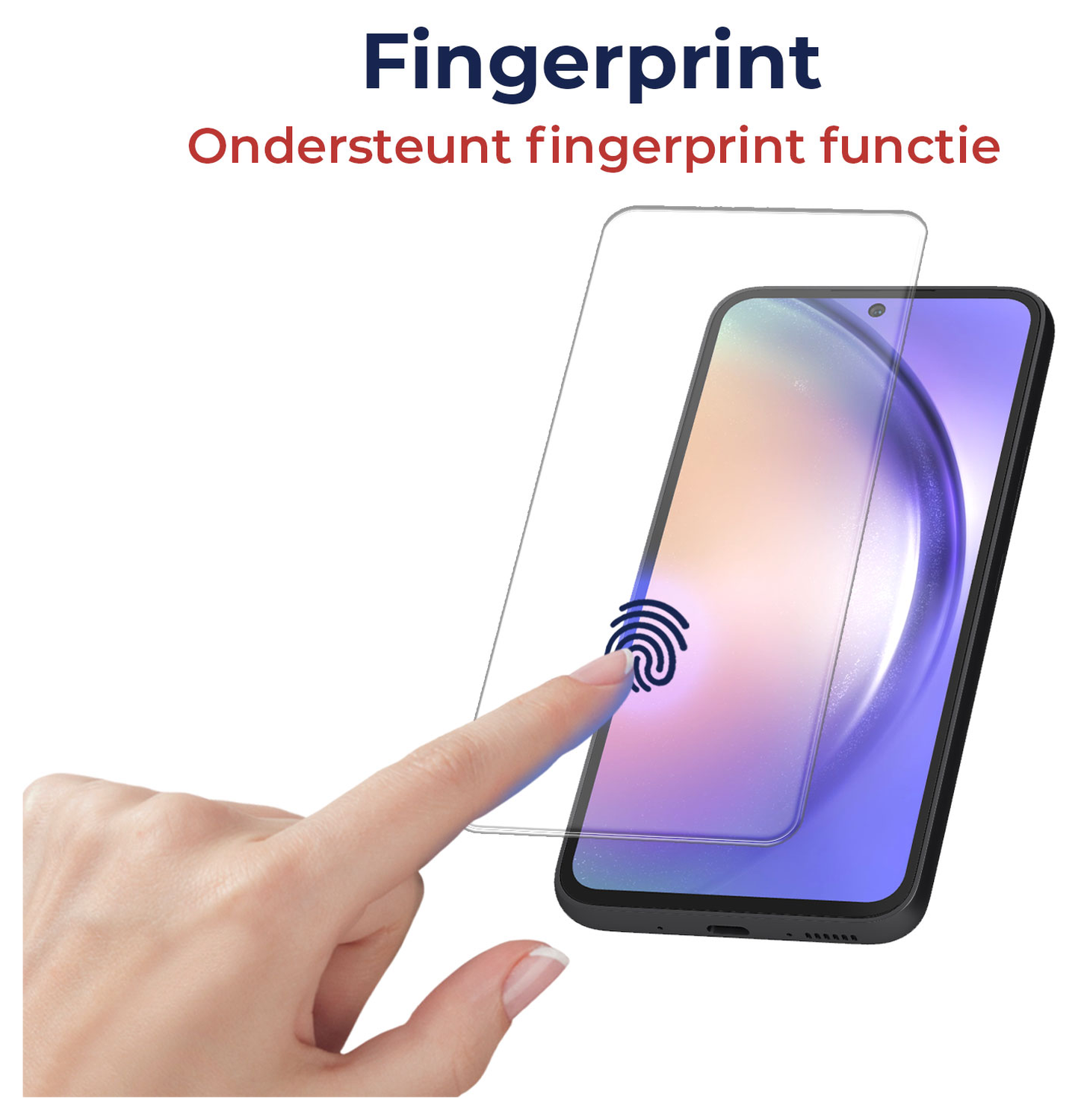Rosso Samsung Galaxy A55 Tempered Glass Fingerprint en Case Friendly afbeelding 2