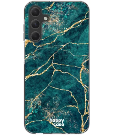 HappyCase Samsung Galaxy A15 Hoesje Flexibel TPU Aqua Marmer Print Hoesjes