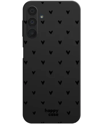 HappyCase Samsung Galaxy A15 Hoesje Flexibel TPU Hartjes Zwart Print Hoesjes