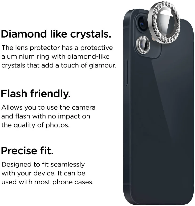 La Lumière Diamond Apple iPhone 15 / 15 Plus Camera Protector Zilver afbeelding 3