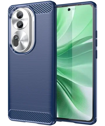 Oppo Reno 11 Pro Hoesje Geborsteld TPU Flexibele Back Cover Blauw Hoesjes