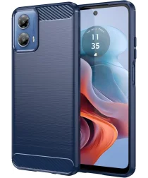 Motorola Moto G24 Hoesje Geborsteld TPU Flexibele Back Cover Blauw