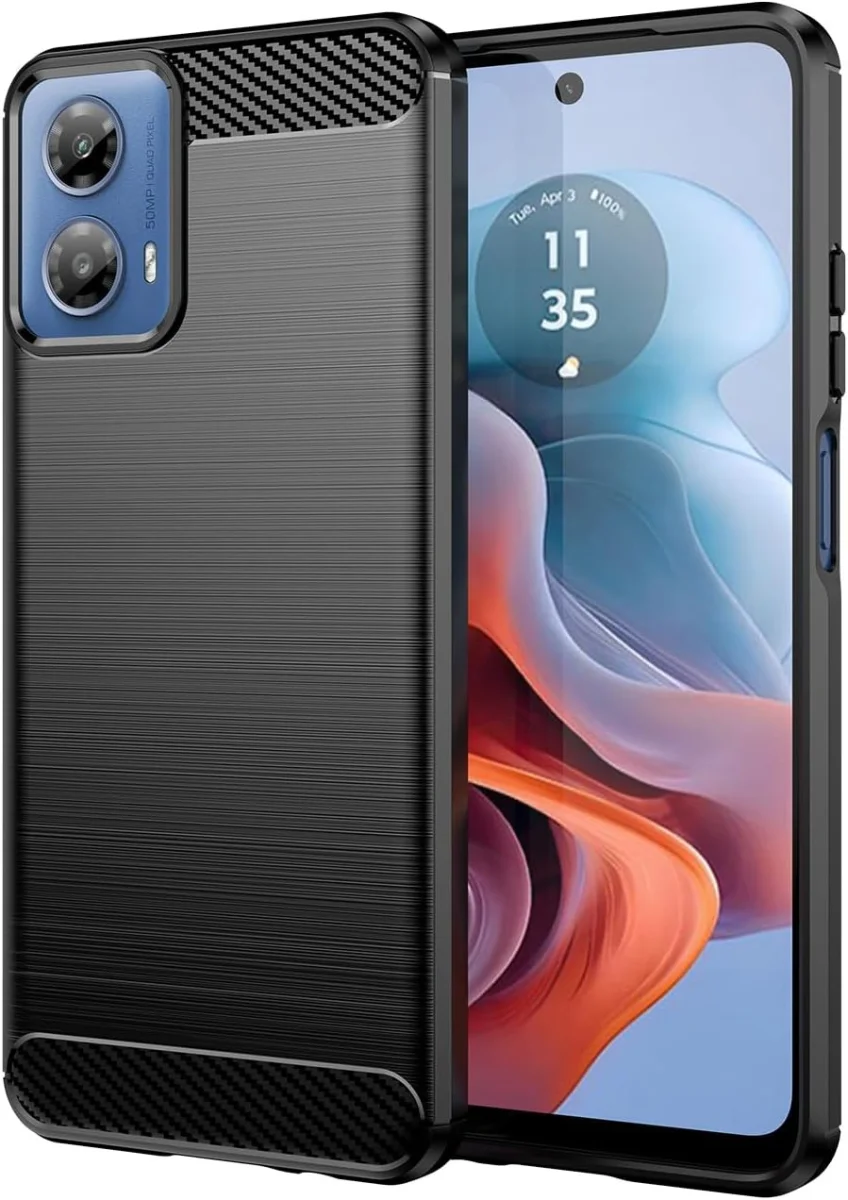 Motorola Moto G04 Hoesje Geborsteld TPU Flexibele Back Cover Zwart afbeelding 1