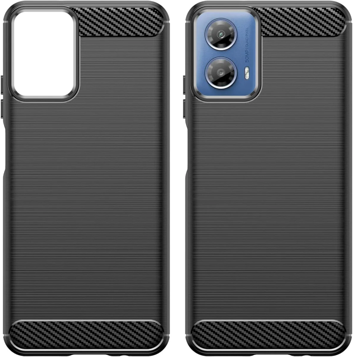 Motorola Moto G04 Hoesje Geborsteld TPU Flexibele Back Cover Zwart afbeelding 2